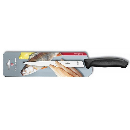 Кухонный нож Victorinox SwissClassic Filleting Flex, 20 см, гибкий, черный. ручкой, блистер