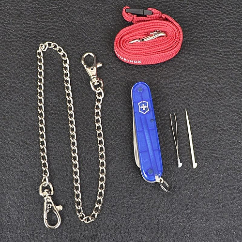 Нож Victorinox My First 84мм/9функ/прозрачный синий + цепь.41815+шнурок 4187