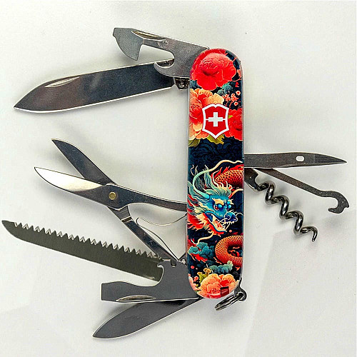Нож Victorinox Huntsman Zodiac 91мм/15функ/Китайский дракон/разноцветный