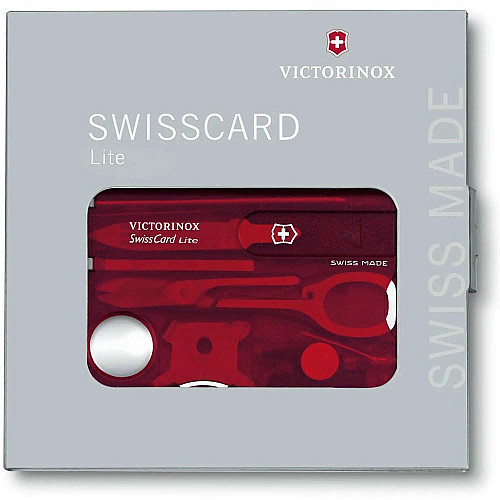 Набір Victorinox Swisscard Lite 82х54х4мм/13функ/прозорий червоний