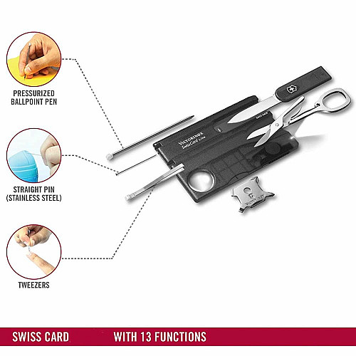 Набір Victorinox Swisscard Lite 82х54х4мм/13функ/прозорий чорний