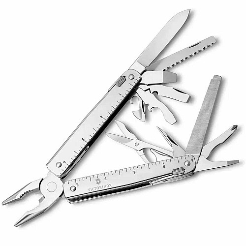 Мультитул Victorinox Swisstool X Plus Ratchet 115мм/38функ/серебристый + черный нейлоновый чехол