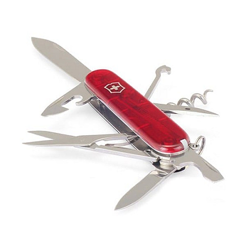 Ніж Victorinox Climber 91мм/14функ/прозорий червоний