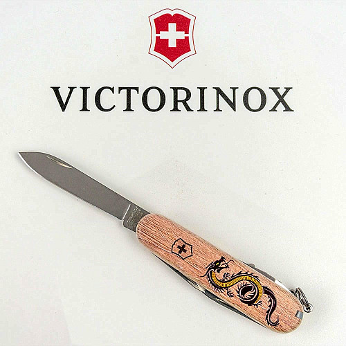 Нож Victorinox Spartan Zodiac 91мм/12функ/3D Деревянный дракон/бежевый