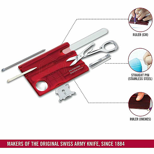 Набор Victorinox Swisscard Nailcare 82х54х4мм/13функ/прозрачный красный