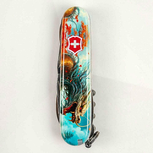 Ніж Victorinox Huntsman Zodiac 91мм/15функ/Бойовий дракон/різнокольоровий