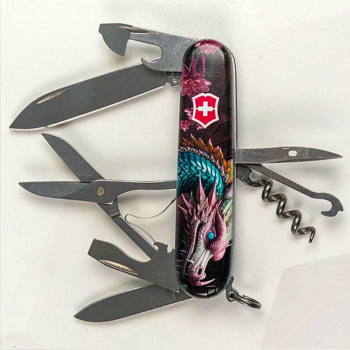 Нож Victorinox Climber Zodiac 91мм/14функ/Лазурный дракон/разноцветный