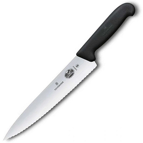 Кухонный нож Victorinox Fibrox Carving, 19 см, черный. ручкой