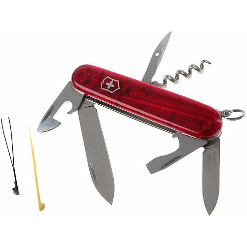 Ніж Victorinox Spartan 91мм/12функ/прозорий червоний