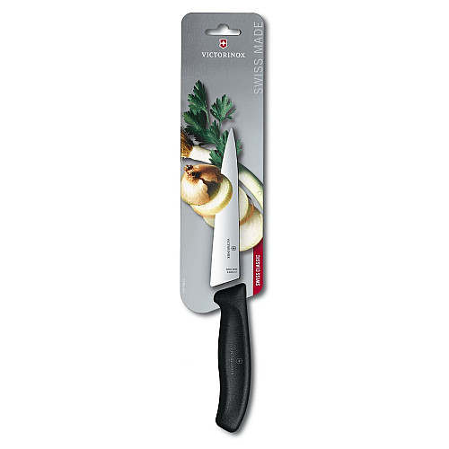 Кухонный нож Victorinox SwissClassic Carving, 15 см, черный. ручкой, блистер