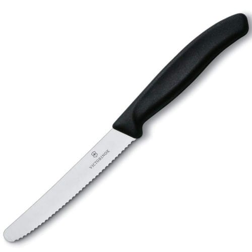 Кухонный нож Victorinox SwissClassic Tomato&Table, 11 см, черный. ручкой