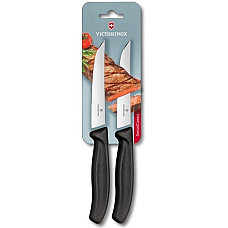 Кухонний ніж Victorinox SwissClassic SteakVx6.7903.12B, 12 см, з чорн. ручкою, 2 шт (блістер)