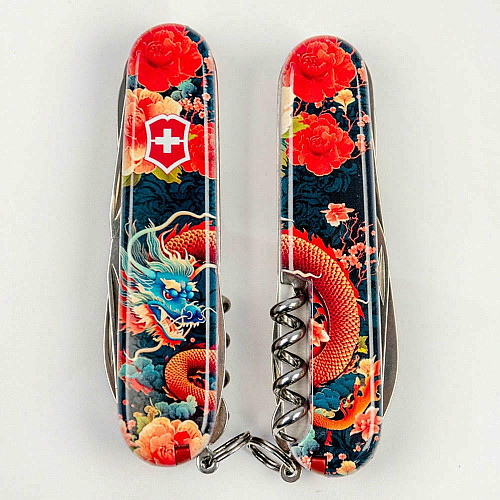 Нож Victorinox Huntsman Zodiac 91мм/15функ/Китайский дракон/разноцветный