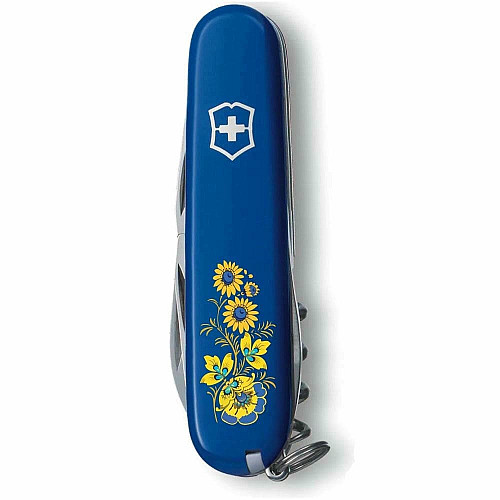 Ніж Victorinox Spartan Ukraine 91мм/12функ/квіти в укр.стилі/синій