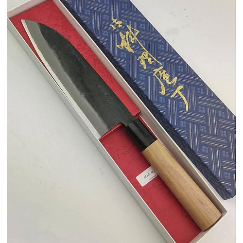 Нож кухонный Santoku MOTOKANE 170 мм. AOGAMI Super 64HRC HONMAMON (4582243655927)