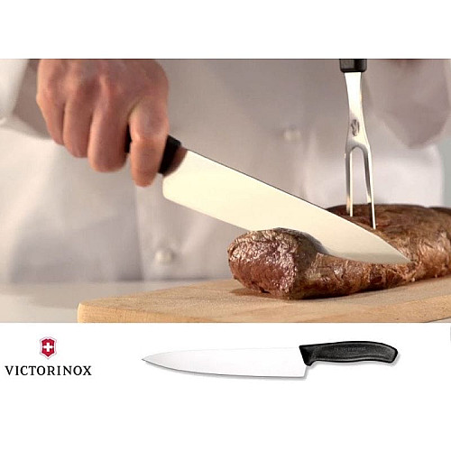 Кухонный нож Victorinox SwissClassic Carving, 19 см, черный. ручкой, блистер