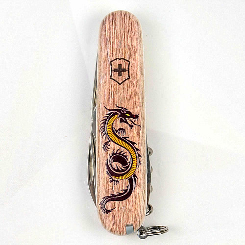 Нож Victorinox Spartan Zodiac 91мм/12функ/3D Деревянный дракон/бежевый