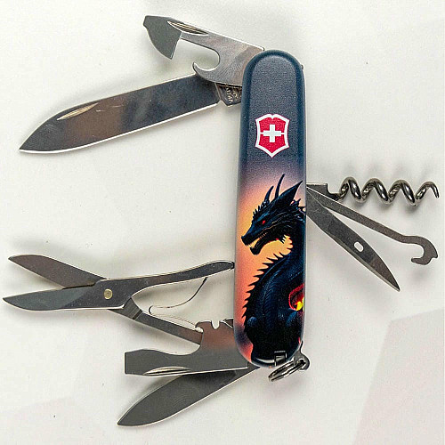 Нож Victorinox Climber Zodiac 91мм/14функ/Дракон в лучах солнца/разноцветный