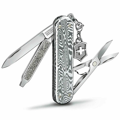 Ніж Victorinox Classic SD Brilliant Damast 58 мм/5 функцій/сріблястий