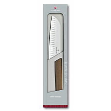 Кухонний ніж Victorinox Swiss Modern Santoku Vx6.9050.17KG, 17 см, ручка з горіха, в подар.уп.
