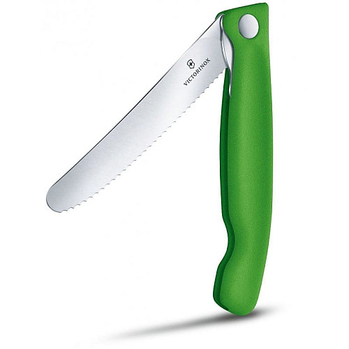 Кухонный нож Victorinox SwissClassic Foldable Paring, 11 см, зеленый. ручкой, блистер