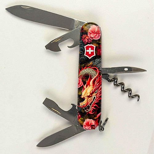 Ніж Victorinox Spartan Zodiac 91мм/12функ/Китайський зелений дракон/різнокольоровий
