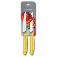 Кухонний ніж Victorinox SwissClassic Tomato&Sausage Vx6.7836.L118B, 11 см, з жовт. ручкою, 2 шт (блістер)