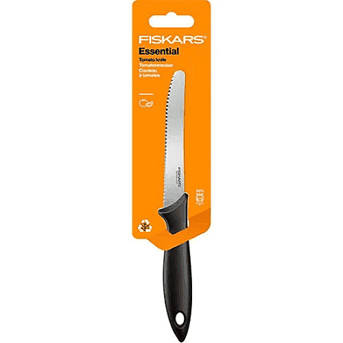 Кухонный нож Fiskars Essential Black для томатов, 12 см, с чер.ручкой (1065569)
