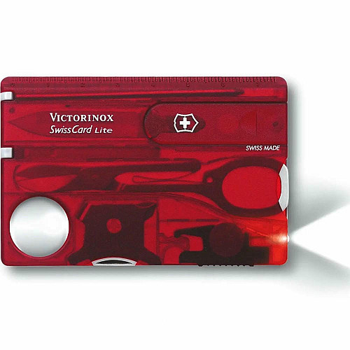 Набор Victorinox Swisscard Lite 82х54х4мм/13функ/прозрачный красный, блистер
