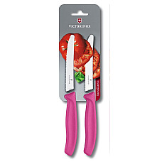 Кухонный нож Victorinox SwissClassic Tomato&Sausagе Vx6.7836.L115B, 11 см, с рож. ручкой, 2 шт (блистер)