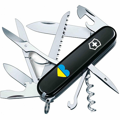 Ніж Victorinox Huntsman Ukraine 91мм/15функ/синьо-жовте Серце/чорний