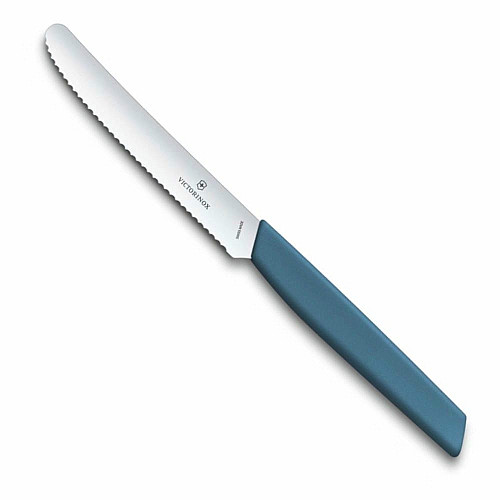 Кухонный нож Victorinox Swiss Modern Tomato&Sausage, 11 см, с отпрыск. ручкой