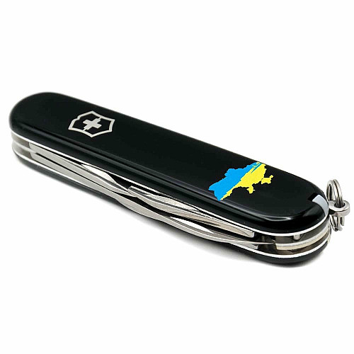 Ніж Victorinox Spartan Ukraine 91мм/12функ/синьо-жовта Мапа України/чорний