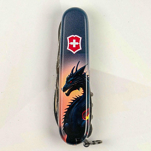 Нож Victorinox Climber Zodiac 91мм/14функ/Дракон в лучах солнца/разноцветный