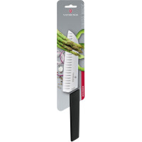 Кухонний ніж Victorinox Swiss Modern Santoku, 17 см, рифл., з чорн. ручкою, блістер