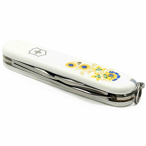 Нож Victorinox Spartan Ukraine 91мм/12функ/цветы в укр.стиле/белый