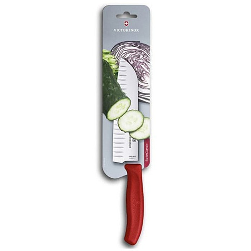 Кухонный нож Victorinox SwissClassic Santoku, 17 см, с июнь. ручкой, блистер