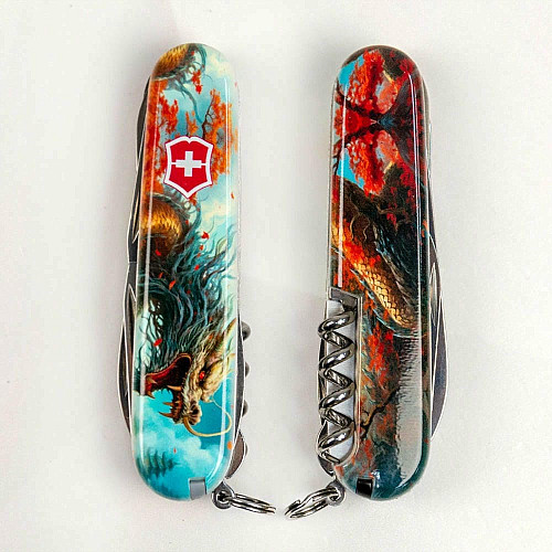 Ніж Victorinox Huntsman Zodiac 91мм/15функ/Бойовий дракон/різнокольоровий