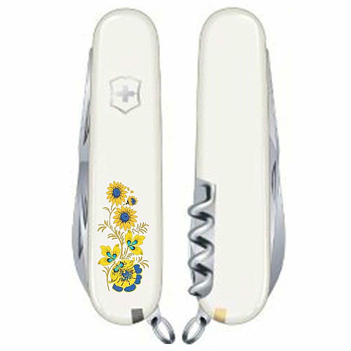 Нож Victorinox Spartan Ukraine 91мм/12функ/цветы в укр.стиле/белый