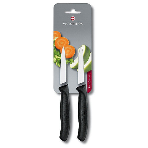 Кухонный нож Victorinox SwissClassic Paring 6.7603.B, 8 см, с черн. ручкой, 2шт (блистер)