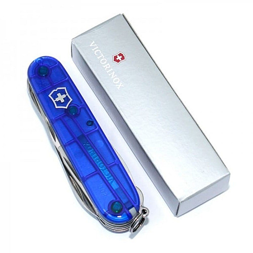 Ніж Victorinox Huntsman 91мм/15функ/прозорий синій