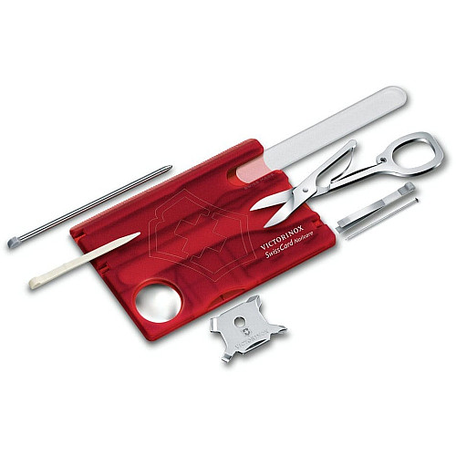 Набор Victorinox Swisscard Nailcare 82х54х4мм/13функ/прозрачный красный