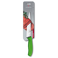 Кухонний ніж Victorinox SwissClassic Carving Vx6.8006.19L4B, 19 см, із зел. ручкою (блістер)