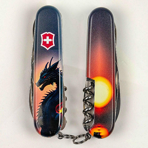 Нож Victorinox Climber Zodiac 91мм/14функ/Дракон в лучах солнца/разноцветный
