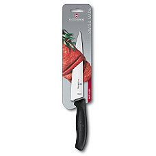 Кухонный нож Victorinox SwissClassic Carving, 19 см, черный. ручкой, блистер