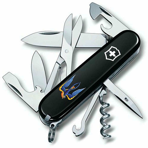 Нож Victorinox Climber Ukraine 91мм/14функ/Тризуб-ласточка/черный