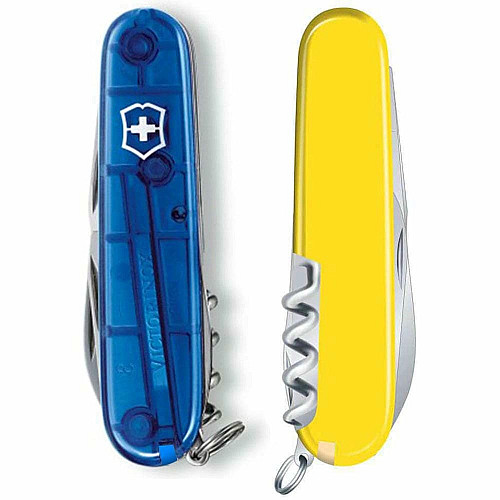 Нож Victorinox Spartan Ukraine 91мм/12функ/проз.сине-желтый