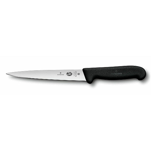 Кухонный нож Victorinox Fibrox Filleting Flex, 18 см, черный. ручкой