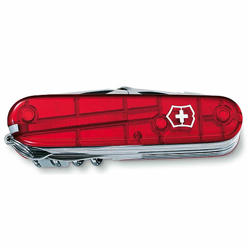 Ніж Victorinox Swisschamp 91мм/33функ/прозорий червоний
