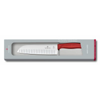 Кухонний ніж Victorinox SwissClassic Santoku, 17 см, з черв. ручкою, у подарунковому пакуванні